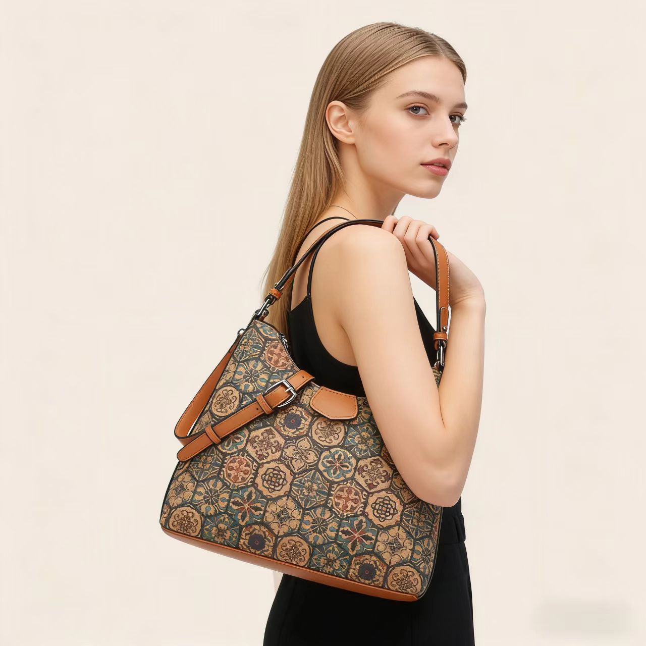 Women'S Kipling Bags - Tas Tangan Cork Gaya Etnik Cetak